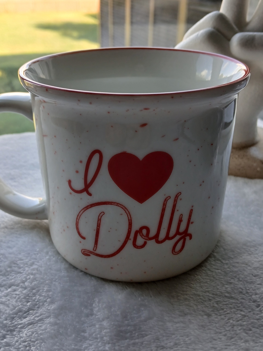 I Love Dolly White Ceramic Coffee Mug with Red Accent - NWT
